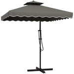 2.5m Square Cantilever Parasol W/ Ruffles | Dark Grey