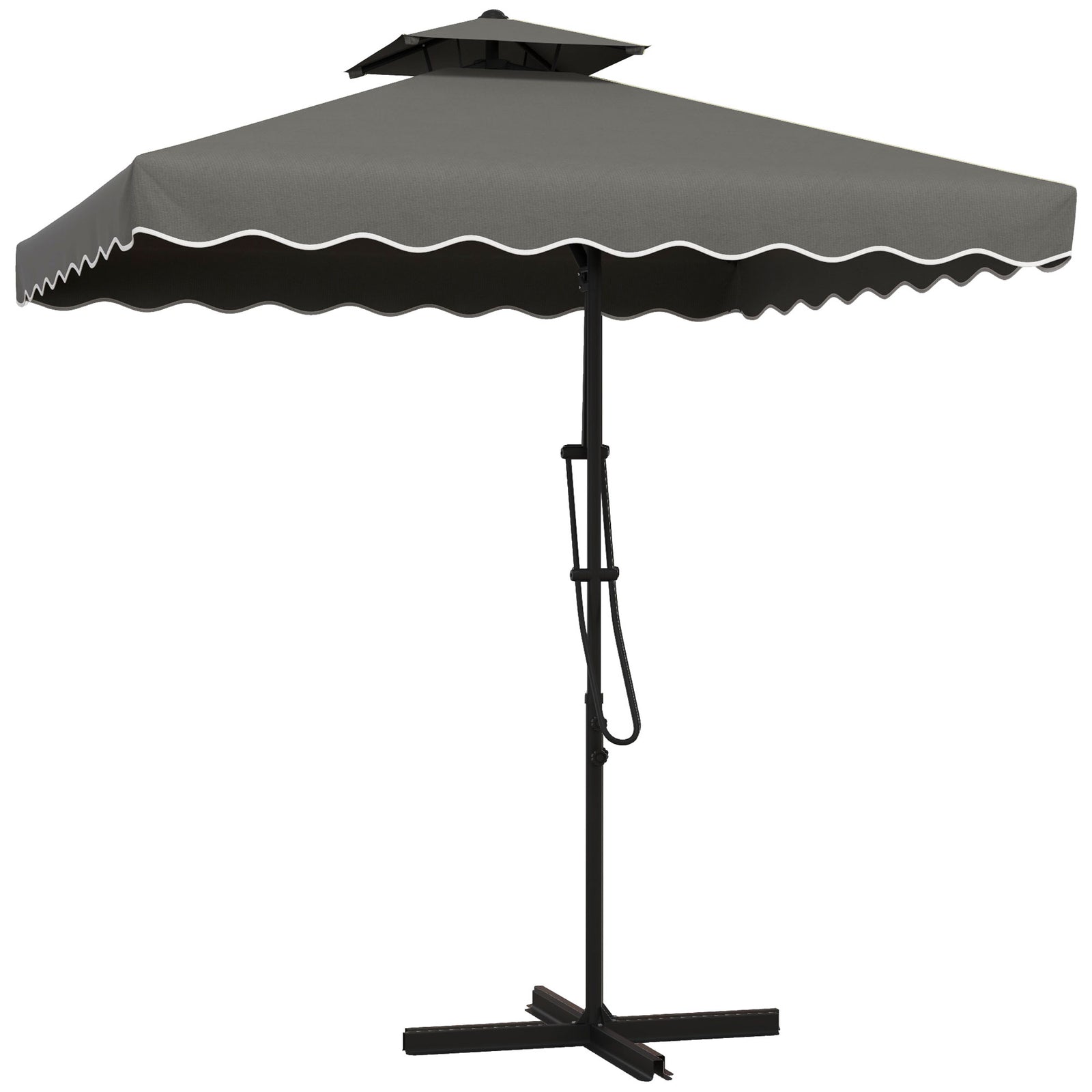 2.5m Square Cantilever Parasol W/ Ruffles | Dark Grey