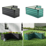 Outdoor Metal L-shaped Raised Garden Bed Garden Planter Plant | Charcoal Black