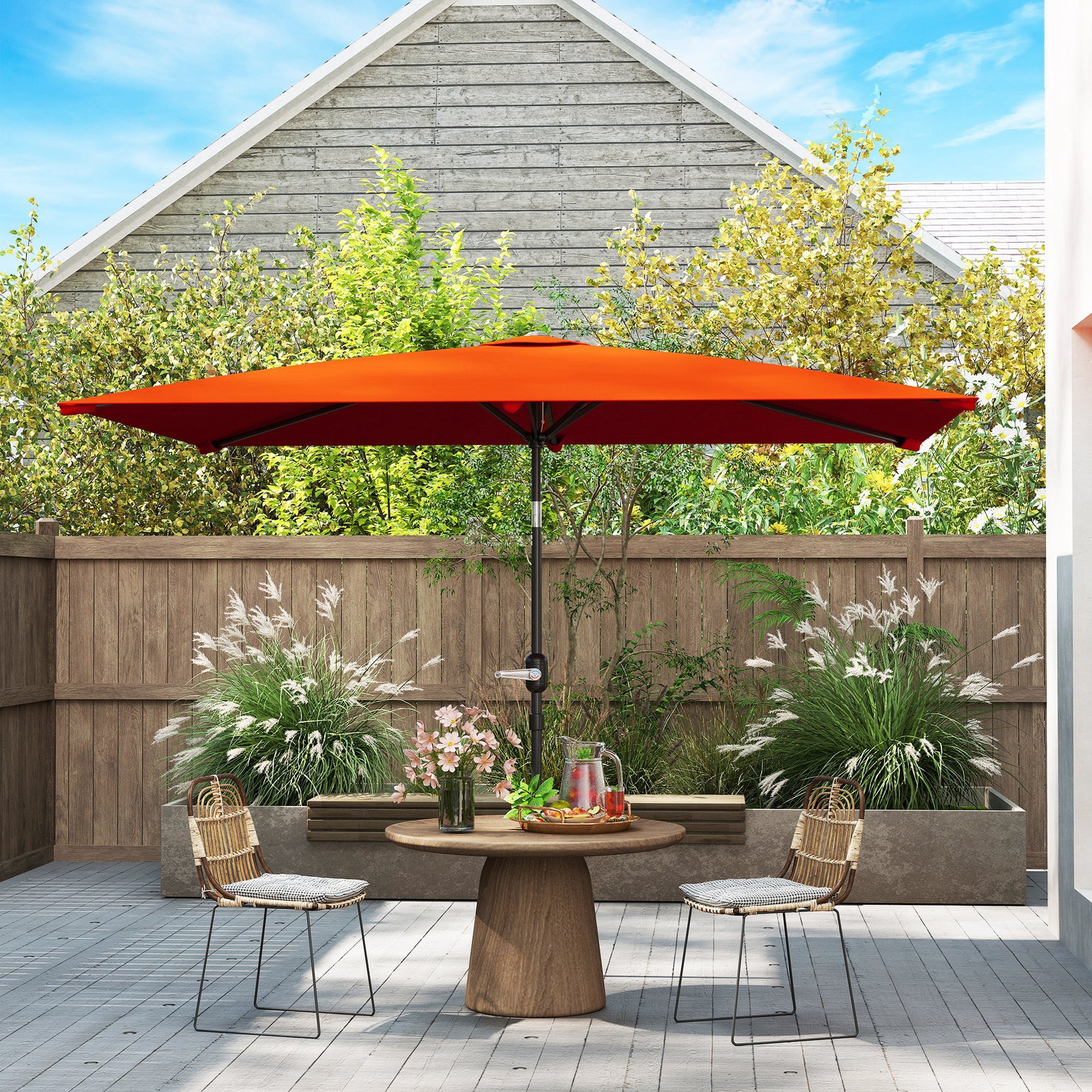 3x2m Patio Parasol, Rectangular Canopy | Orange