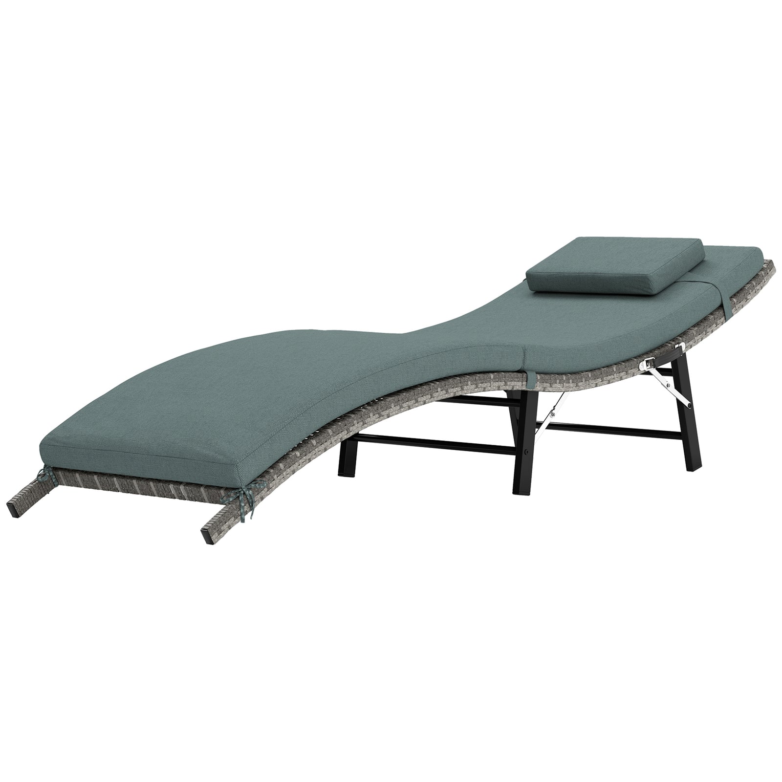 Mixed Grey Rattan Folding Sun Lounger