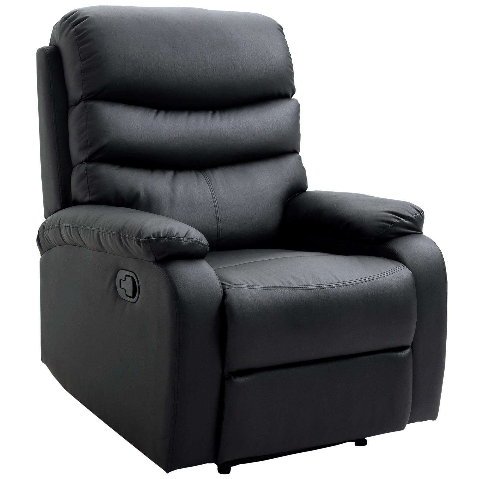 Manual Recliner Chair Armchair W/ Footrest Black
