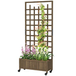 Wooden Trellis Planter With Wheels