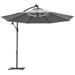 3m Led Patio Parasol W/ Solar Lights & Base