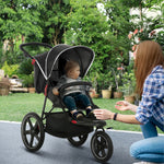 Foldable Three-wheeler Baby Stroller W/ Sun Canopy, Storage | Black
