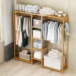 Wooden Garment Rack With Side Hooks Multi-functional Freestanding Clothes Organizer | Large | Natural