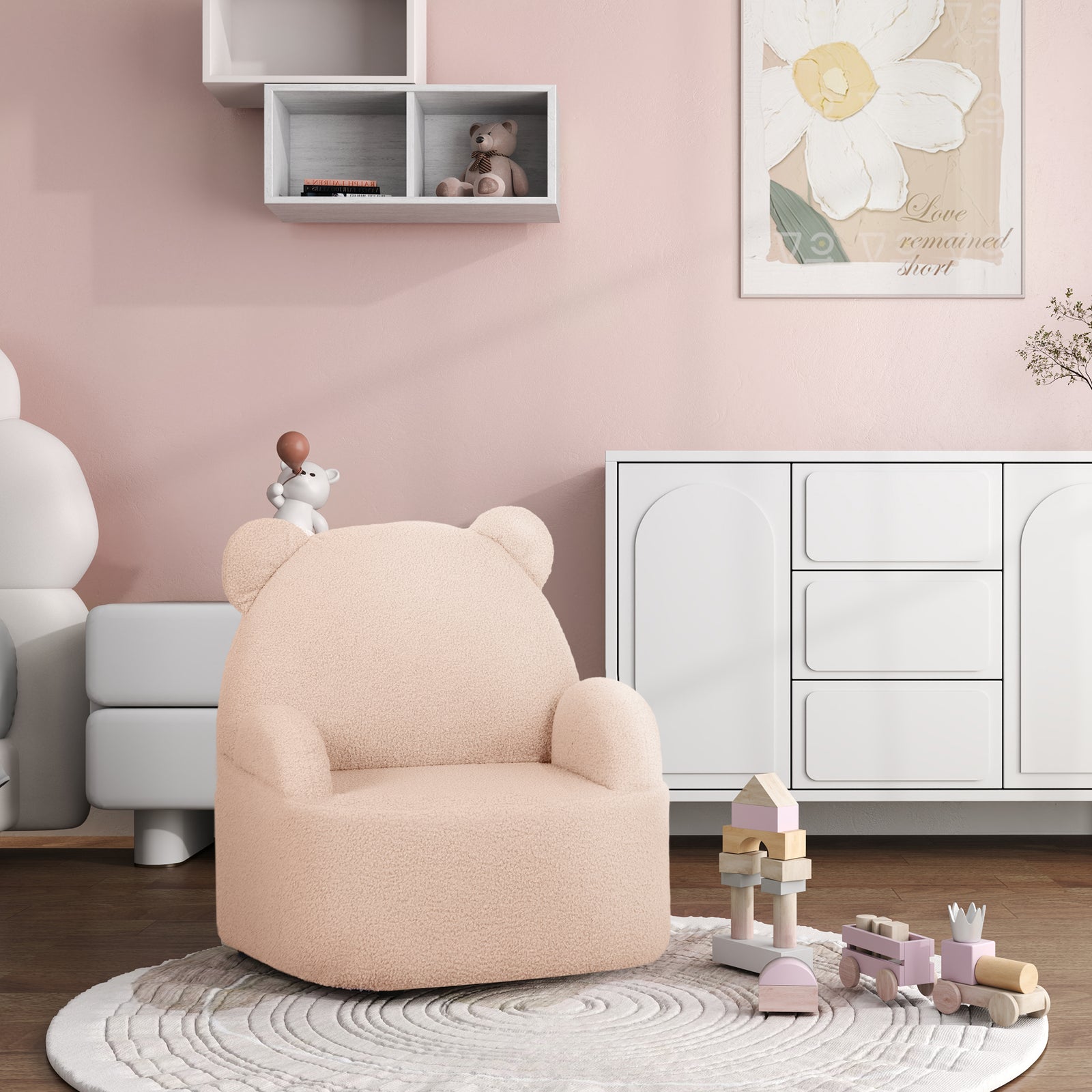 Kids Armchair, Bear Shaped Toddler Chair For Bedroom | Pink