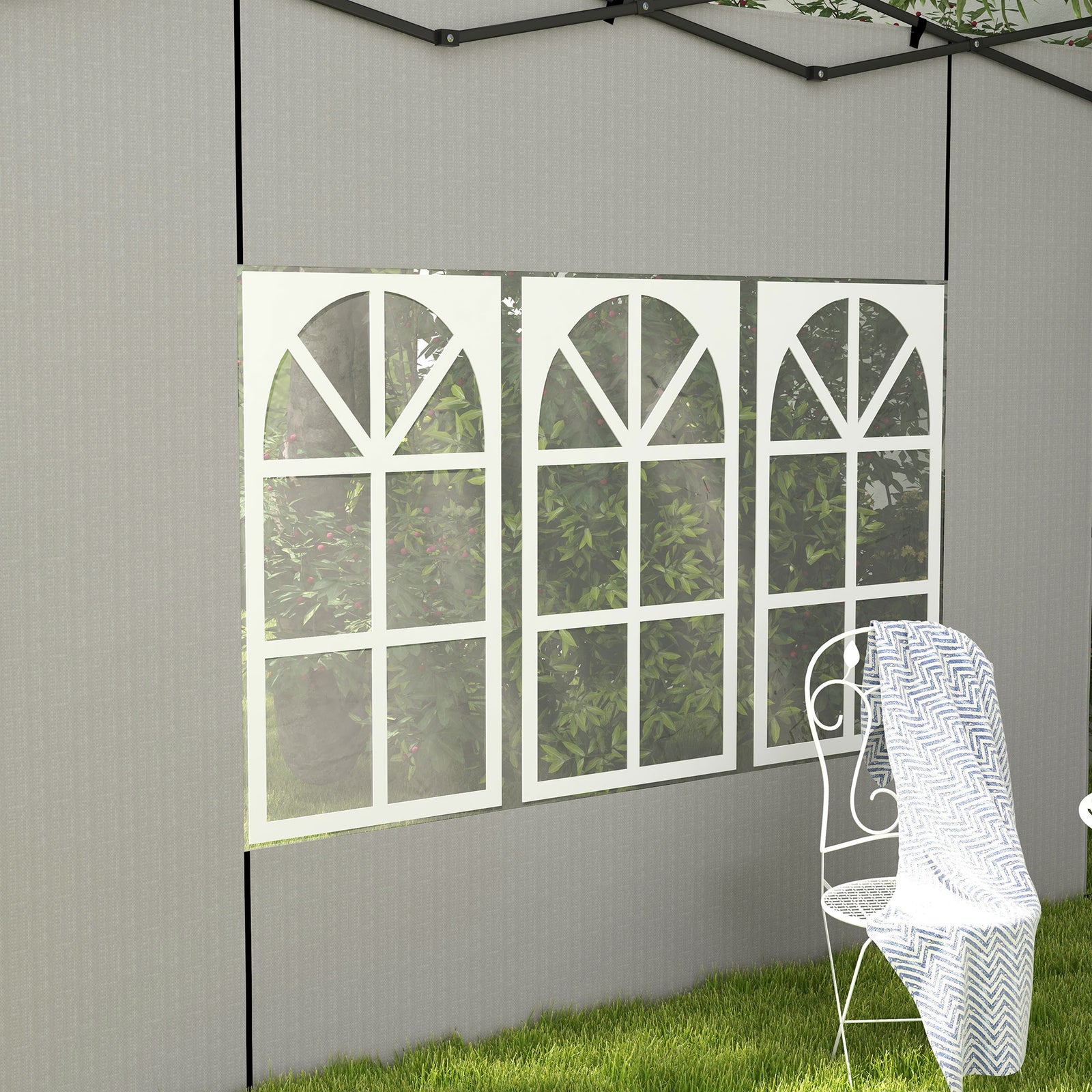 Gazebo Side Panels For 3x3(m) Or 3x6m Gazebo Canopy, 2 Pack | White