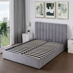 Corwin Grey Velvet Ottoman Storage Bed Frame - 4 Sizes Available | King
