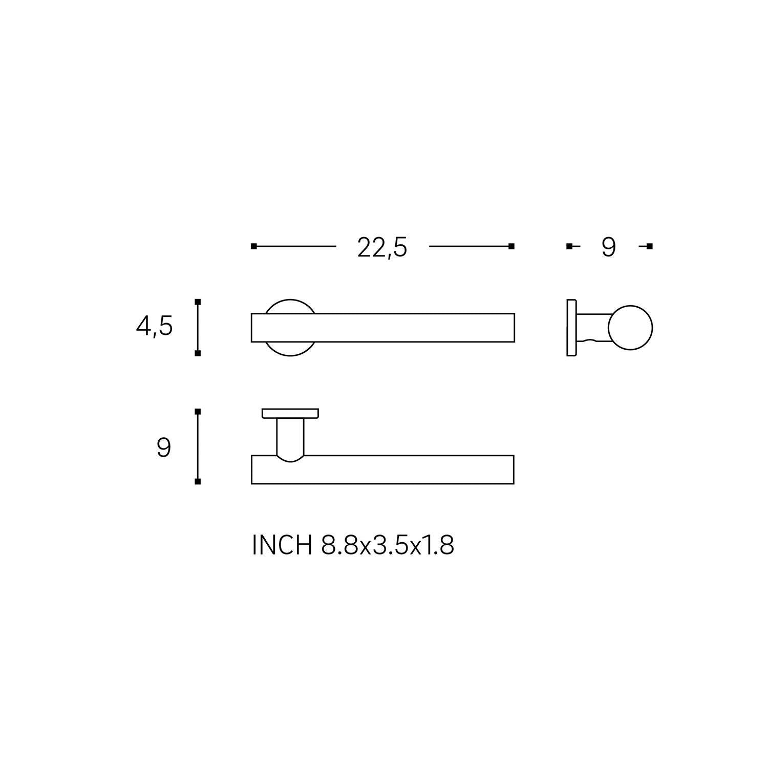 Towel Rack 22,5cm, Supports Up To 10kg, Silver, Architect S+ Collection