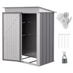 Steel Garden Shed, Small Lean-to Shed For Bike Tool, 5x3 Ft | Gray