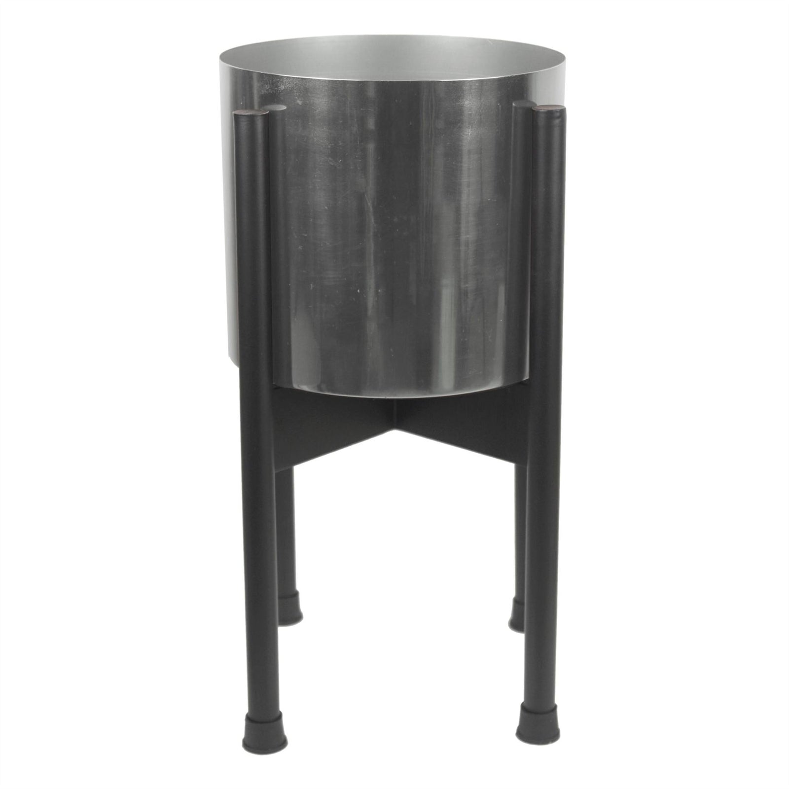 Leaf Medium Black Stand With Silver Metal Planter 38.5cm X 18cm