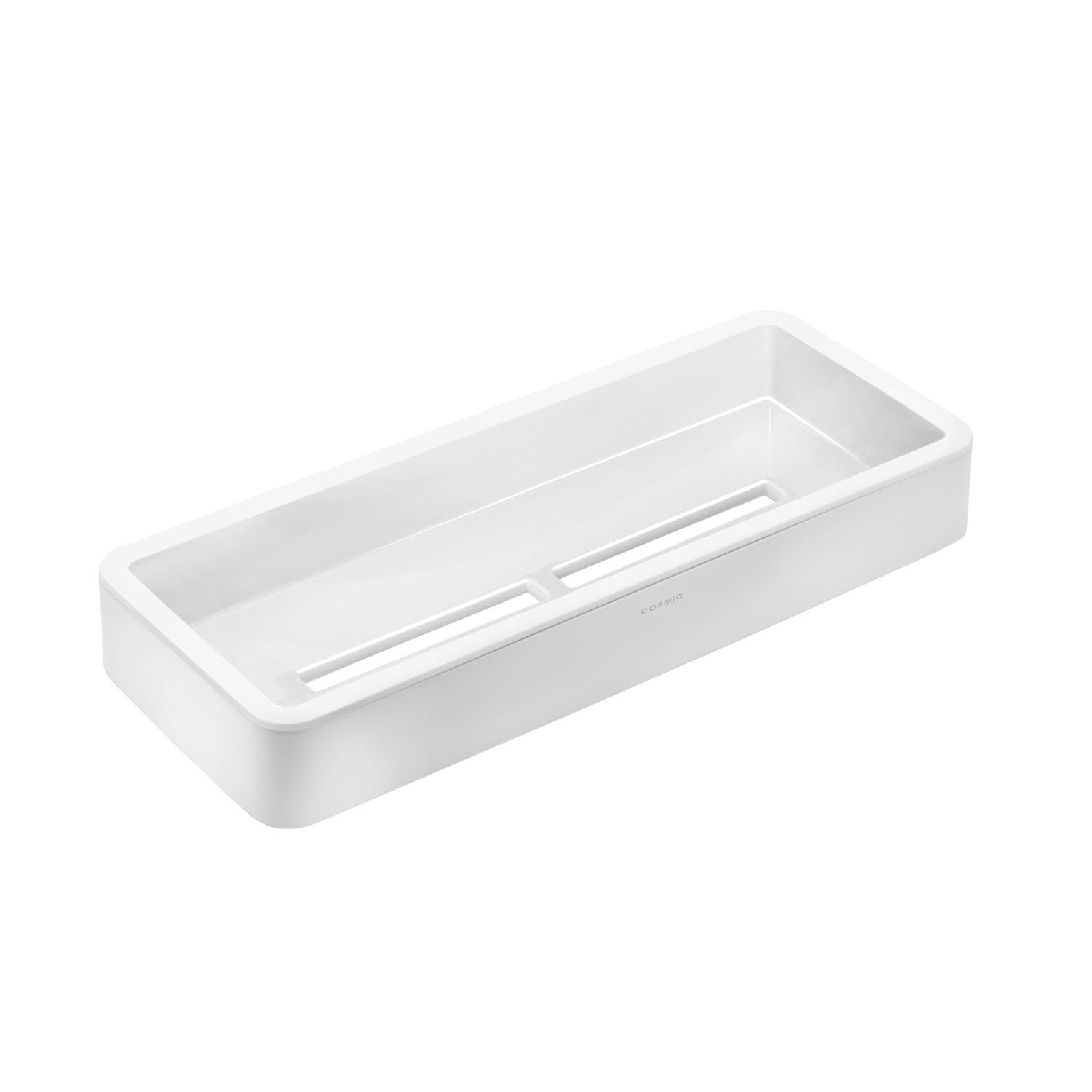Bathroom Shelf Rectangular, 30 Cm White Matt Metal & Plastic Wall-mounted