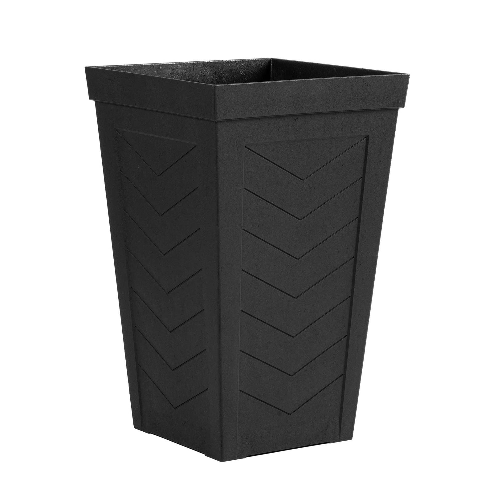 57cm Tall Chevron Effect Black Rubber Planters - Indoor Outdoor Planter | Set-of-2