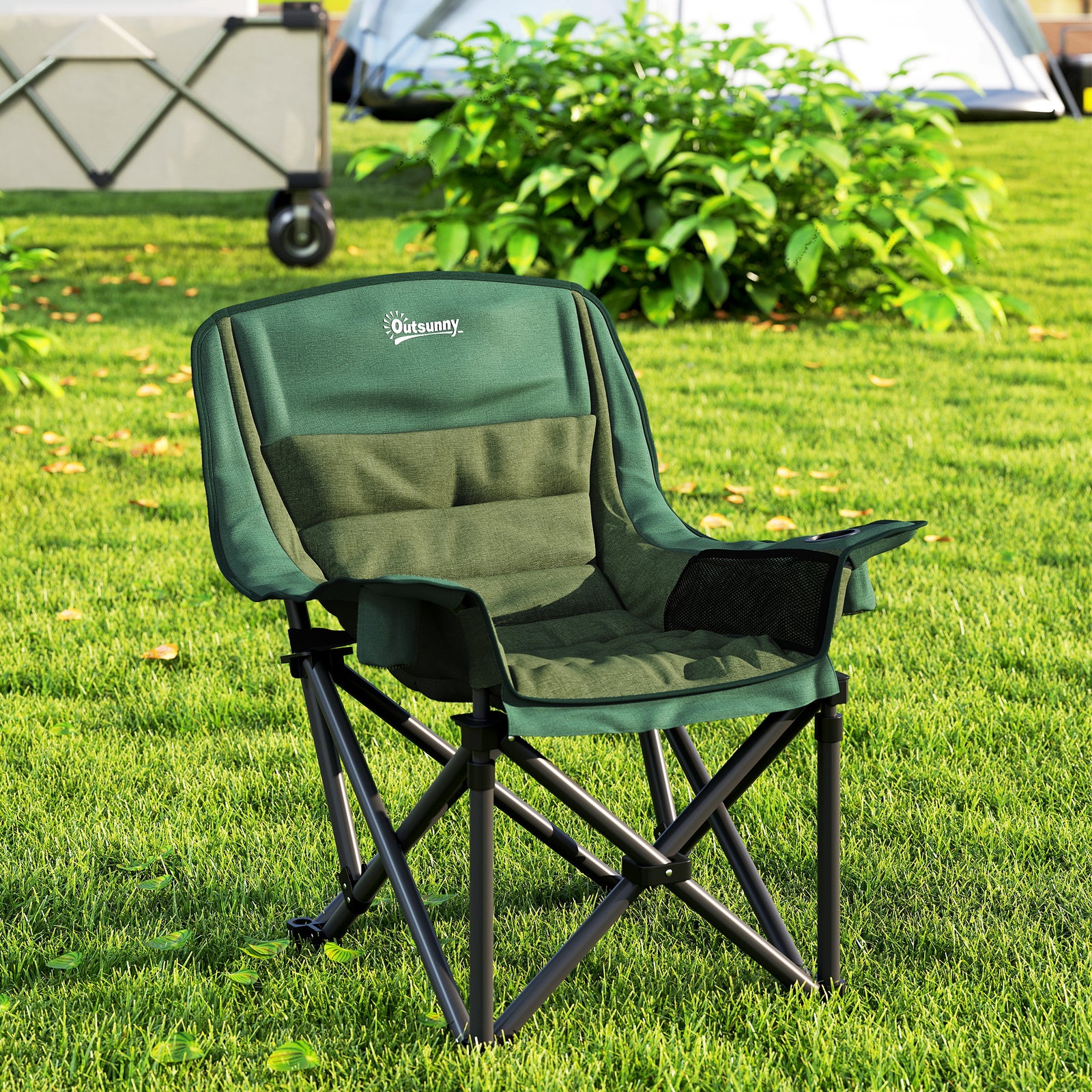 Camping Chair For Adults, Padded Folding Chair | Green