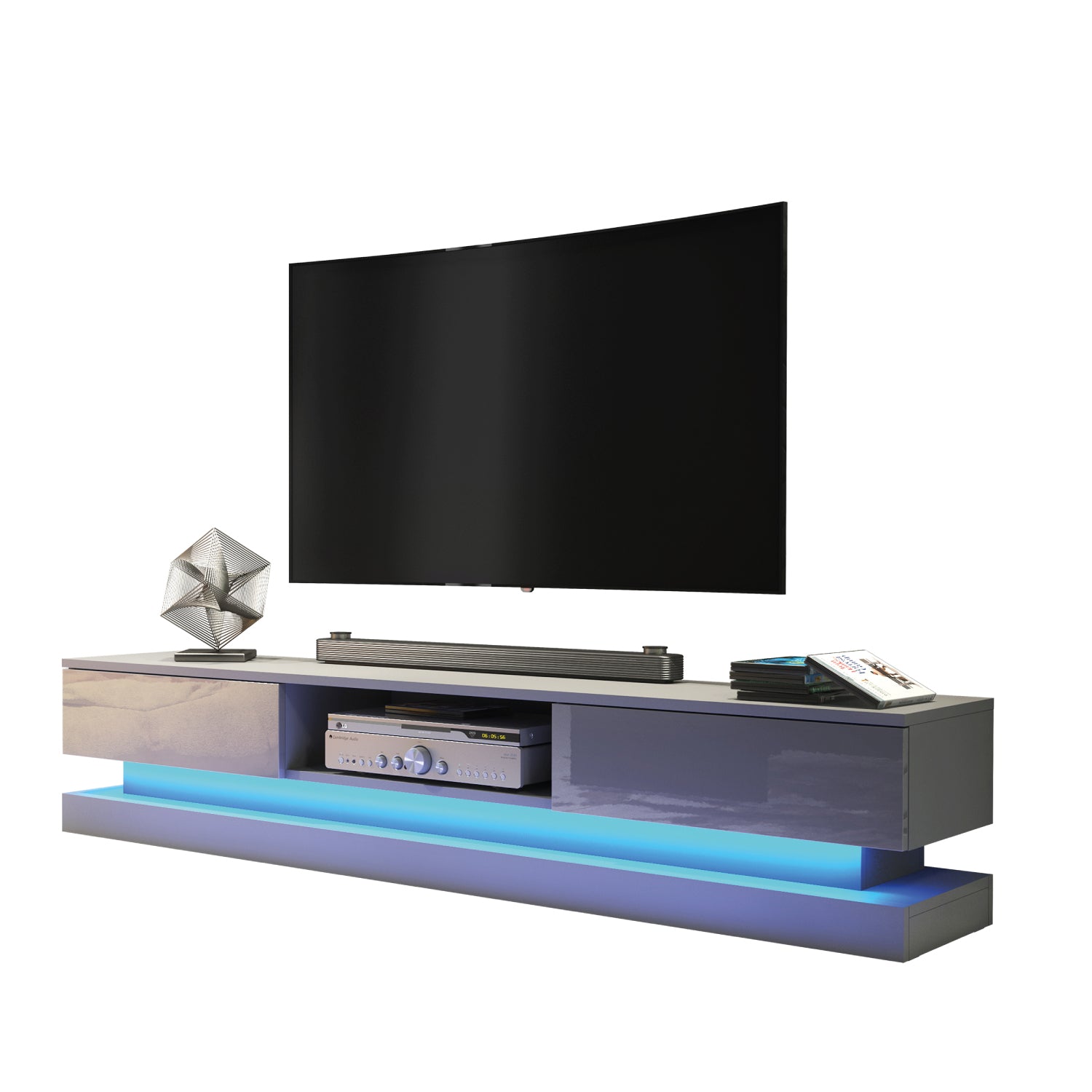 Bloom Tv Unit 180cm With Led Lights | Dark Grey