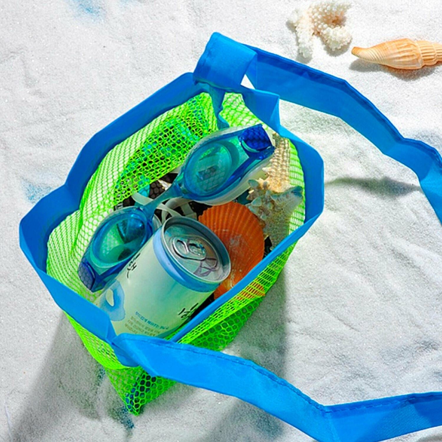 Extra Large Mesh Toy Bag, 45cm X 30cm X 45cm - Green/blue