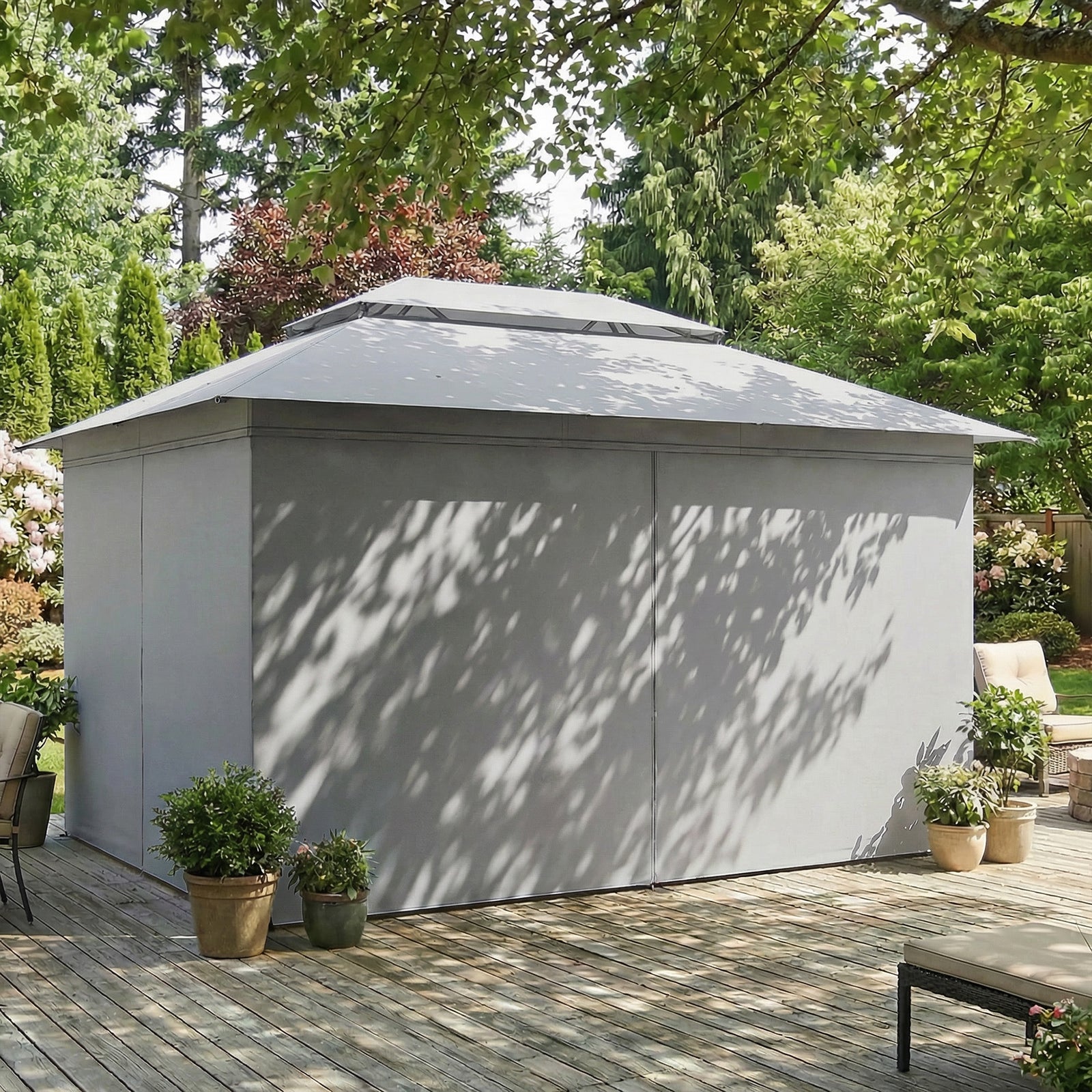 3 X 4 M Outdoor Garden Gazebo With Upf50+ Double roof | Dark Grey