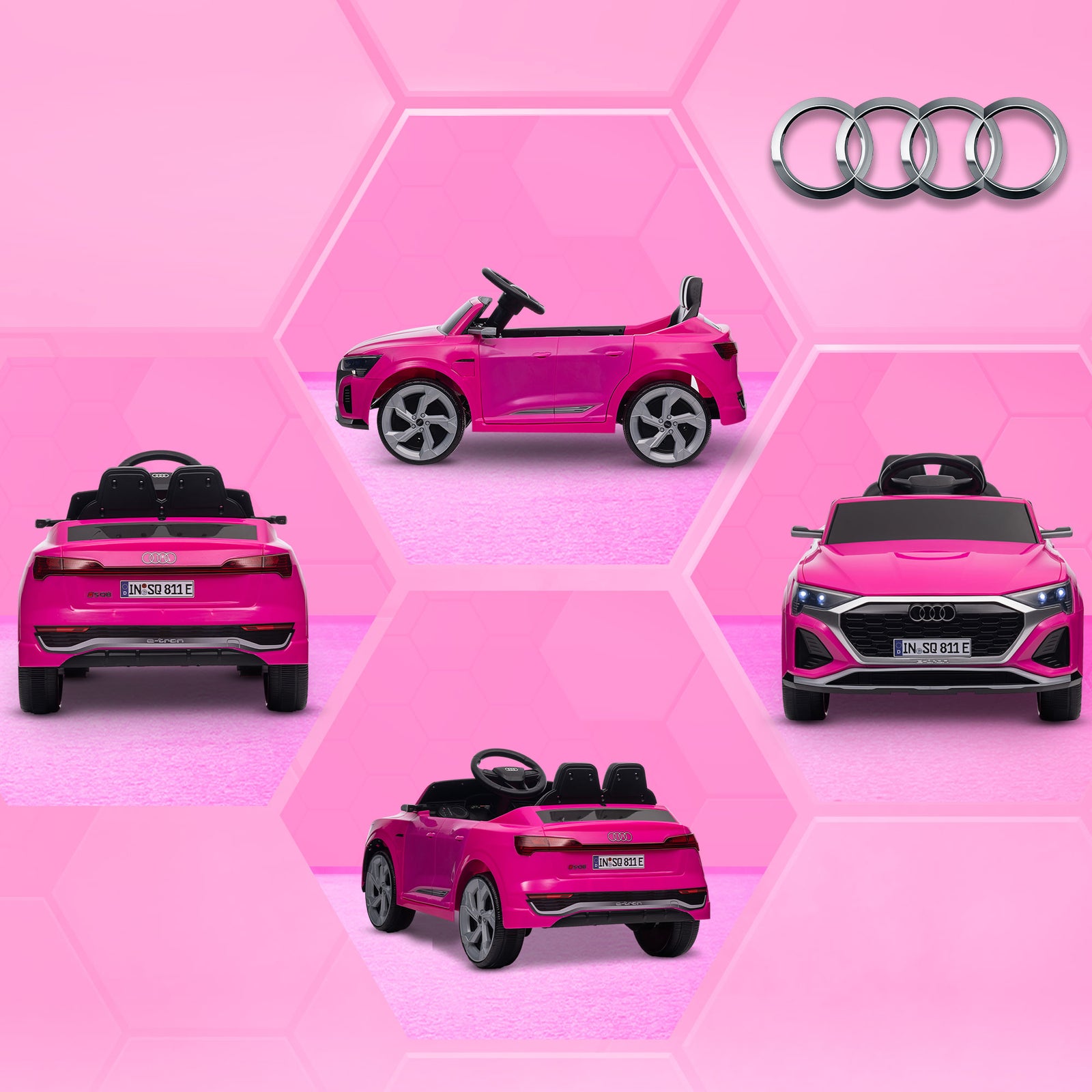 Aiyaplay Audi Q8 E-tron Sportback Kids Electric Car W/ Remote | Pink