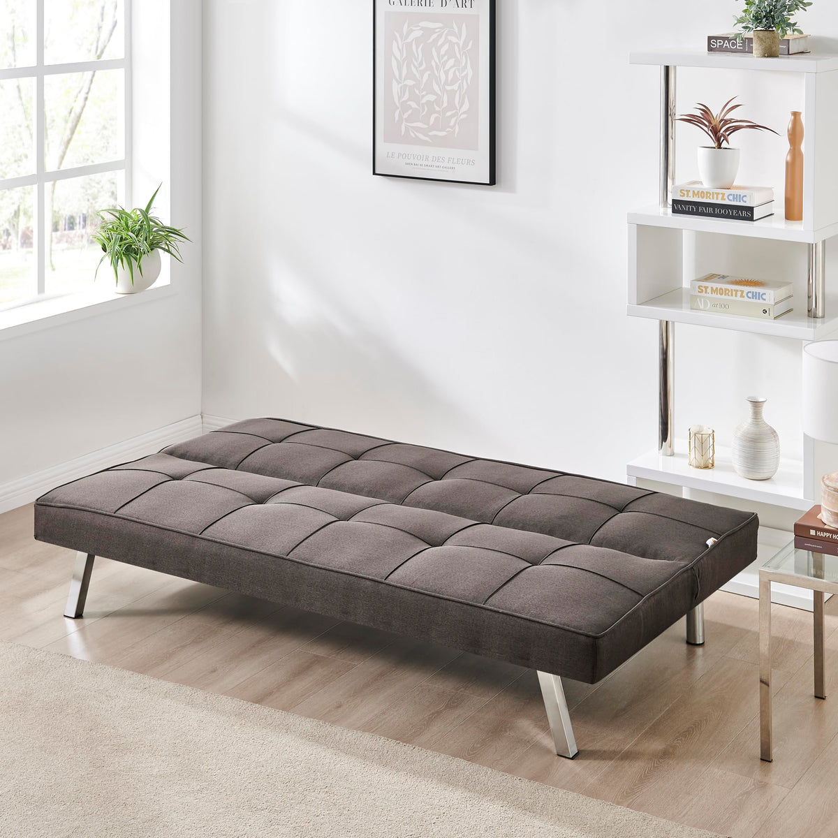 Britney Linen Sofa Bed 3 Seater | Brown