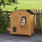 Wooden Cat House Cat Cave Pet Shelter Condos Outdoor | Brown