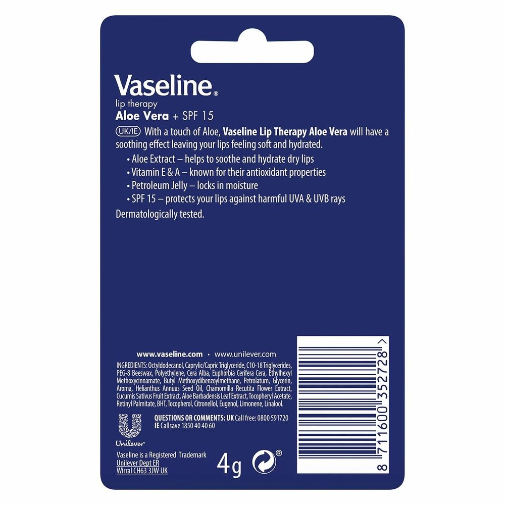 Lip Therapy With Petroleum Jelly Balm Sticks, Aloe Vera 4g | Set of 8