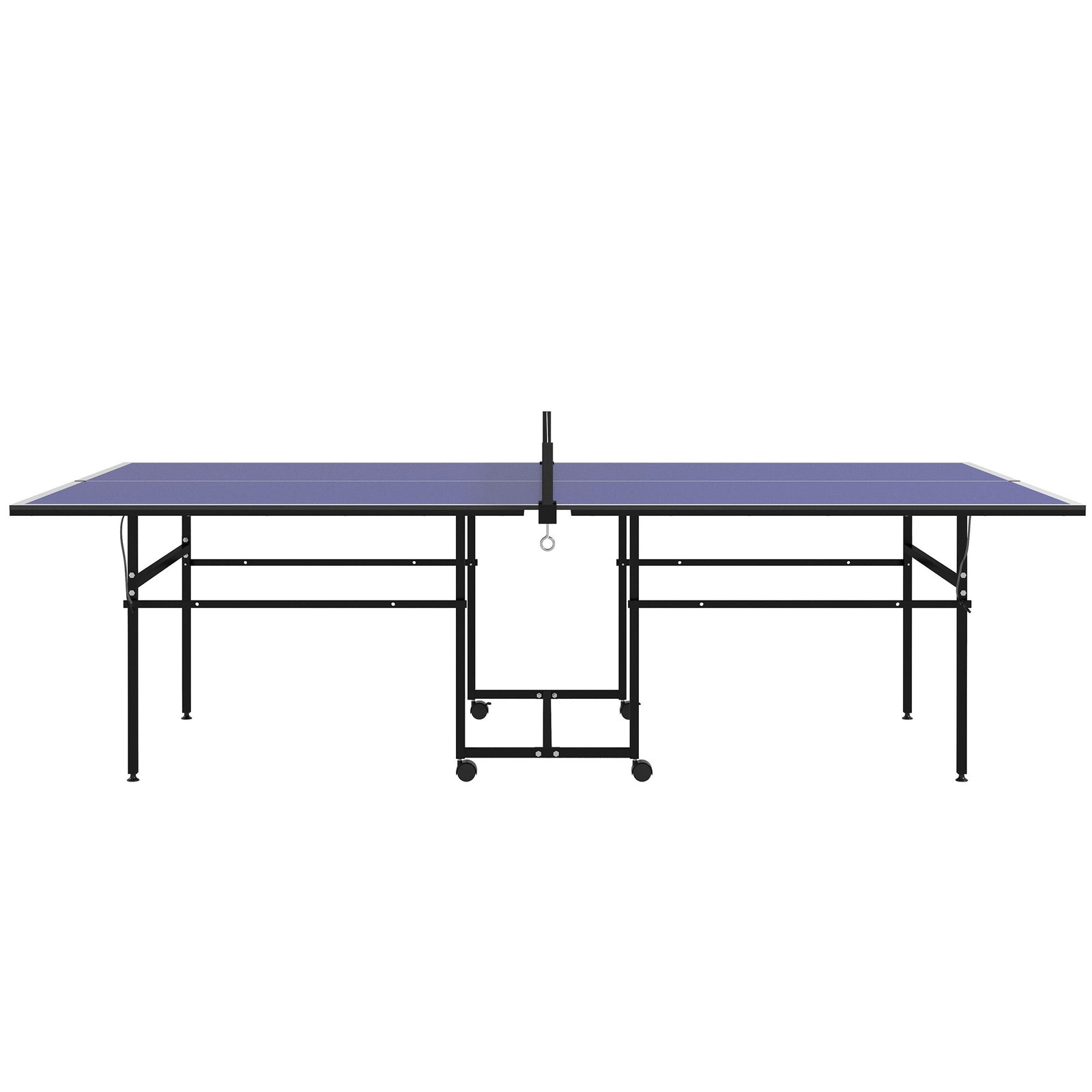 9ft Folding Ping Pong Table, 4 Wheels, 2 Bats | Blue