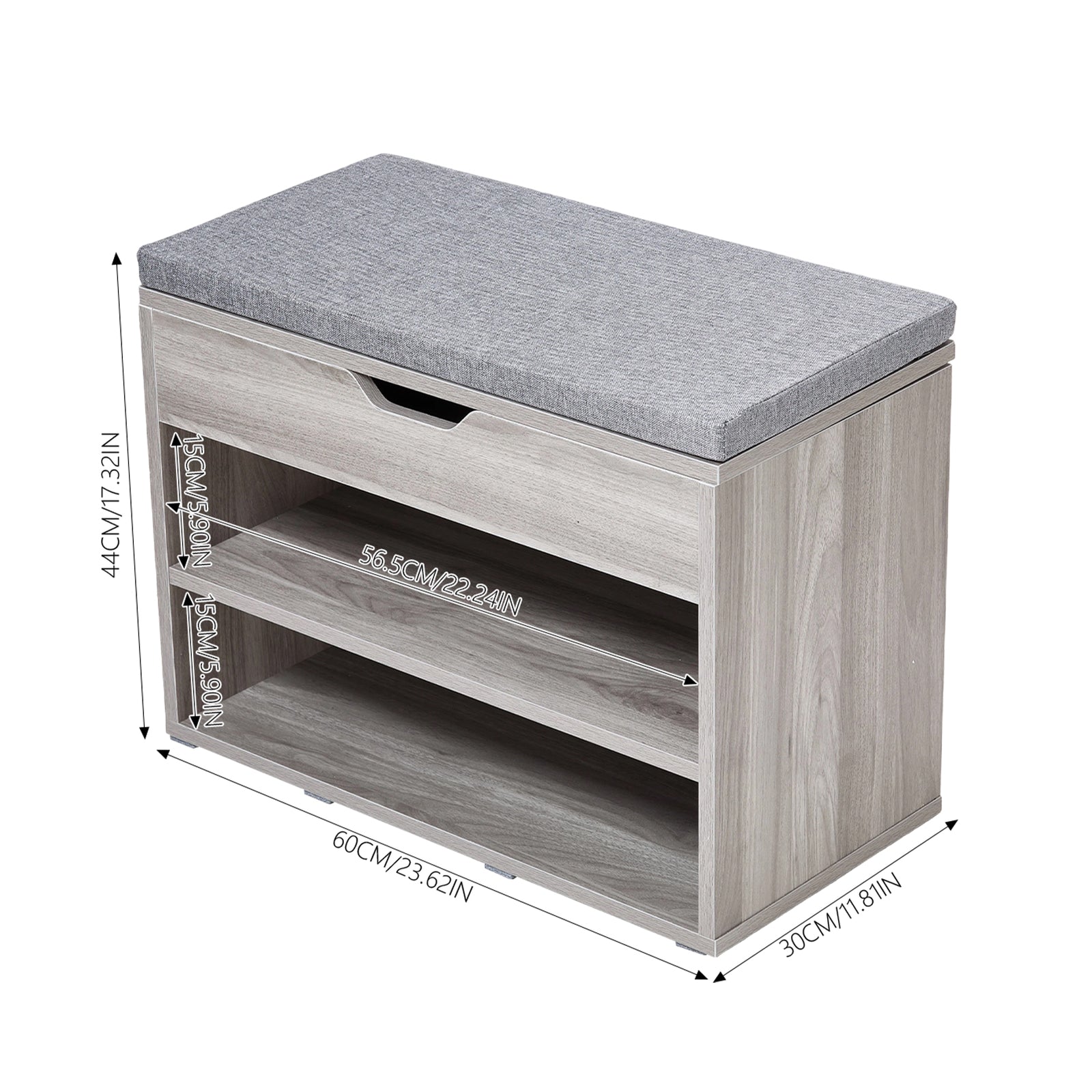 Breeins 3-tier Shoe Storage Bench With Cushioned Seat & Anti-tip Kit