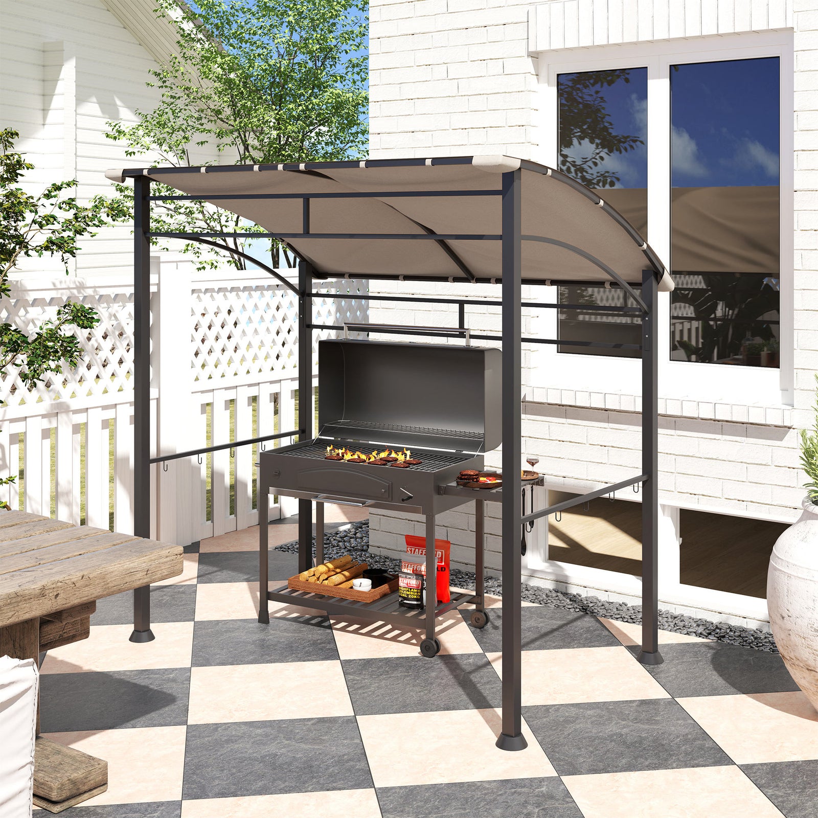 2.2 X 1.5 M Bbq Gazebo Tent Sun Shade With Canopy