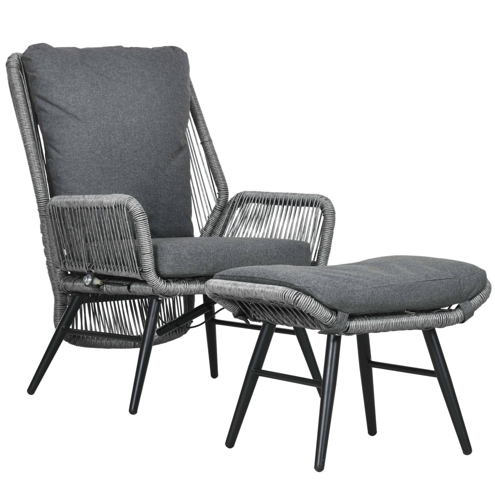 Garden Rattan Chair Set Adjustable Back
