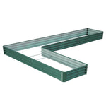 L-shaped Galvanized Steel Raised Garden Bed Raised Planter Box | Dark Green