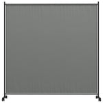 6ft Metal Garden Screen Divider W/ Wheels, Grey