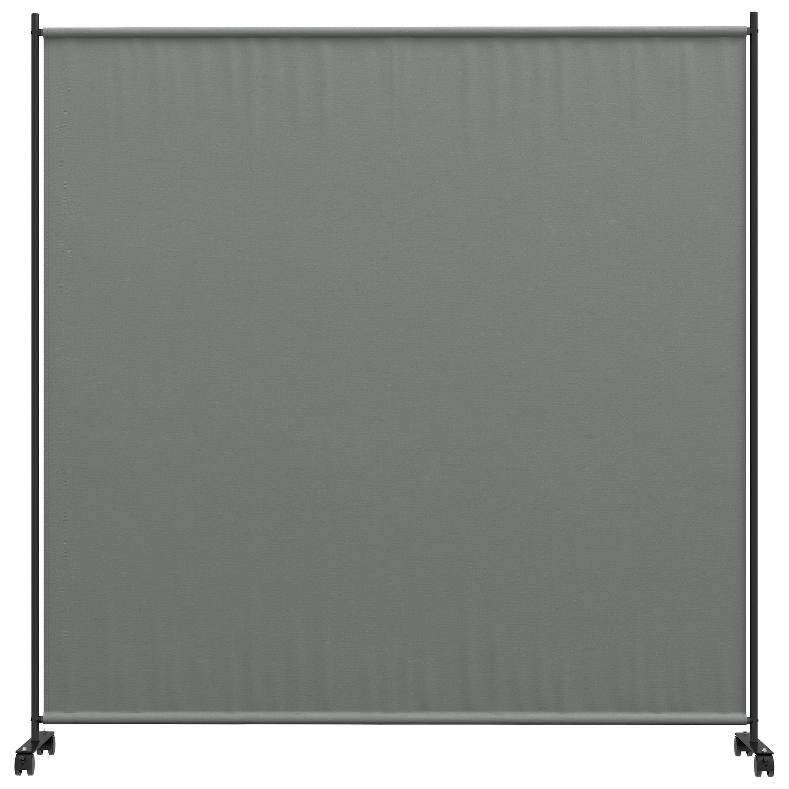 6ft Metal Garden Screen Divider W/ Wheels, Grey