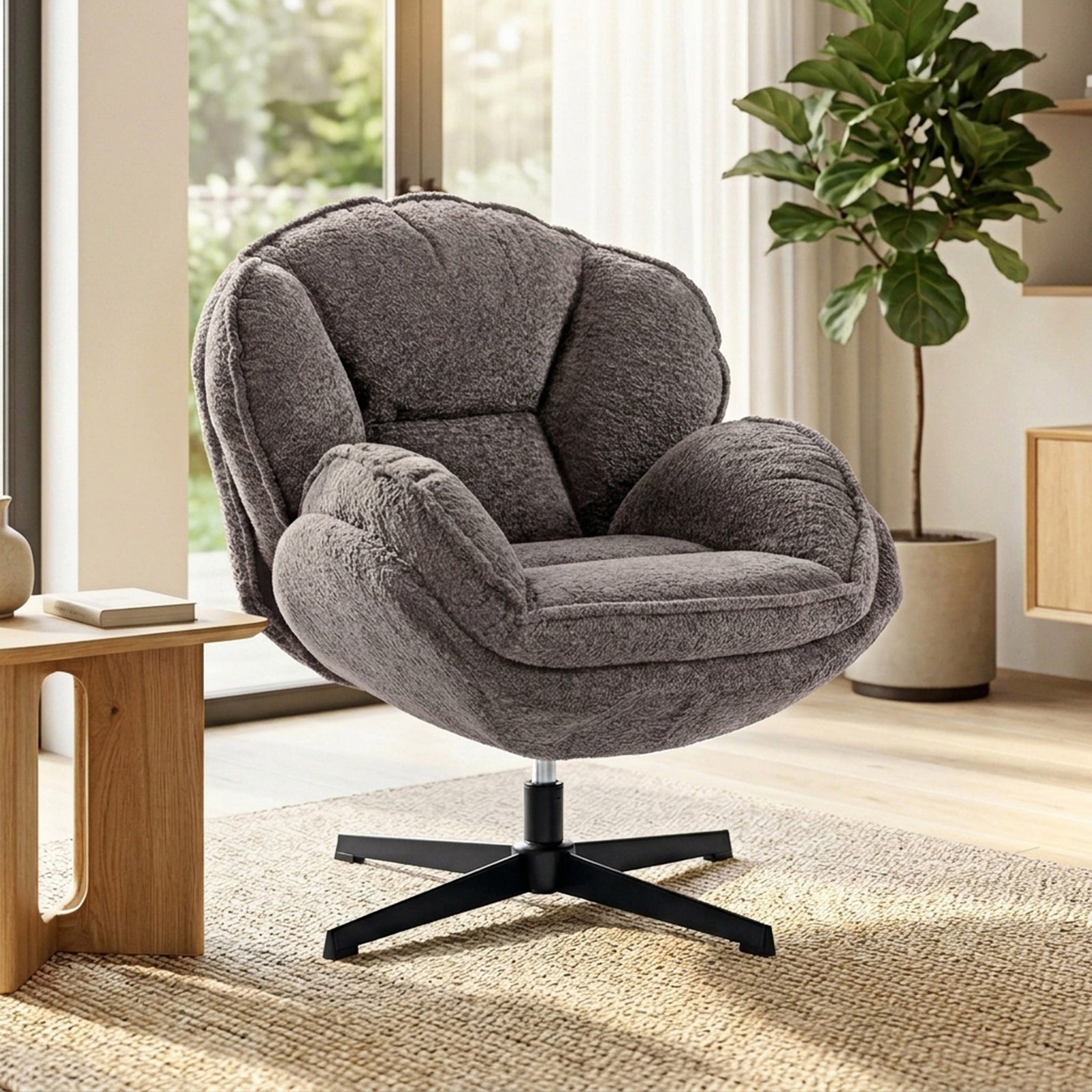 Accent Chair With Swivel For Living Room | Grey