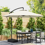 Garden Cantilever Parasol W/ Cover Weighted Base Wind Strap | Cream