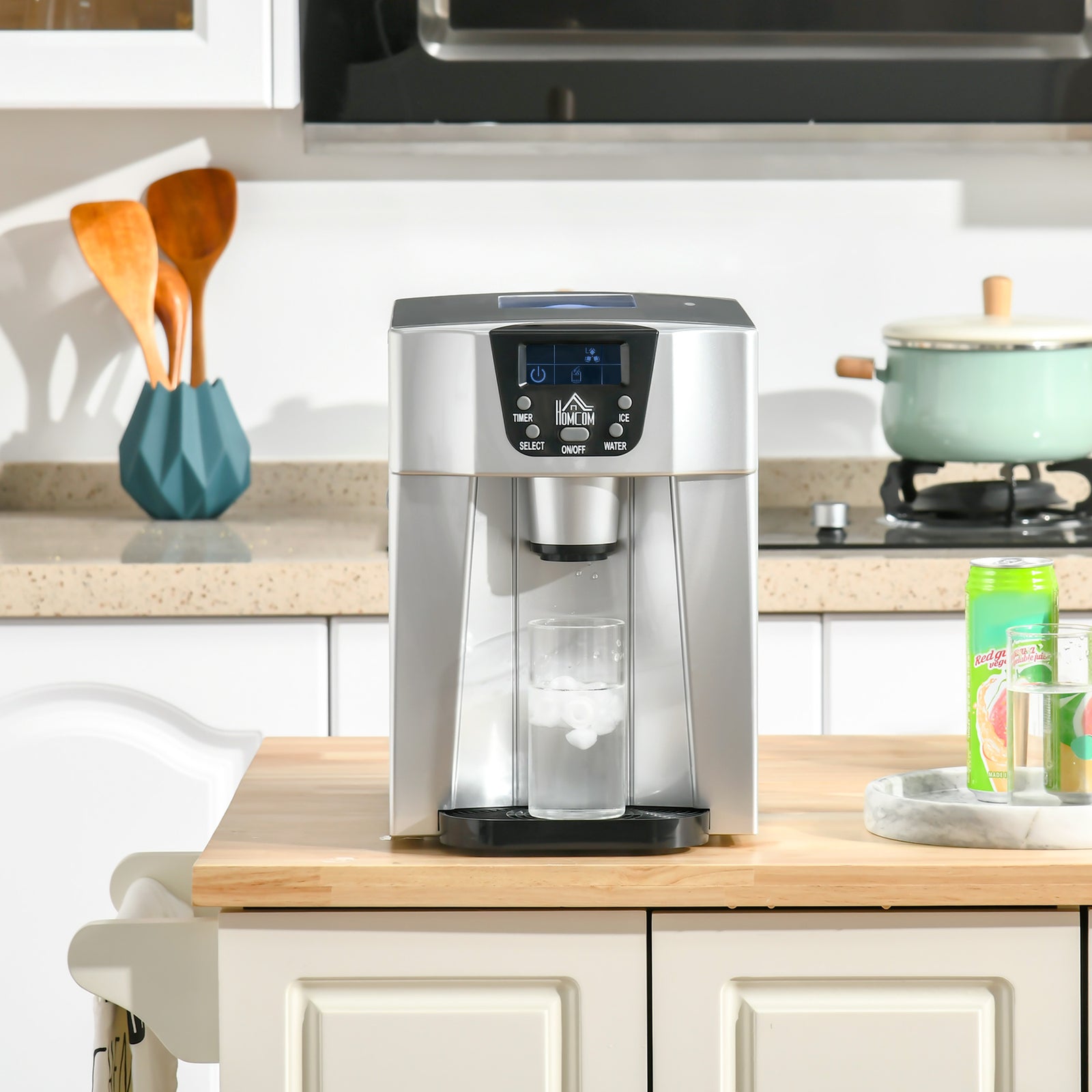 Ice Maker Machine And Water Dispenser No Plumbing Required | One Size | Silver