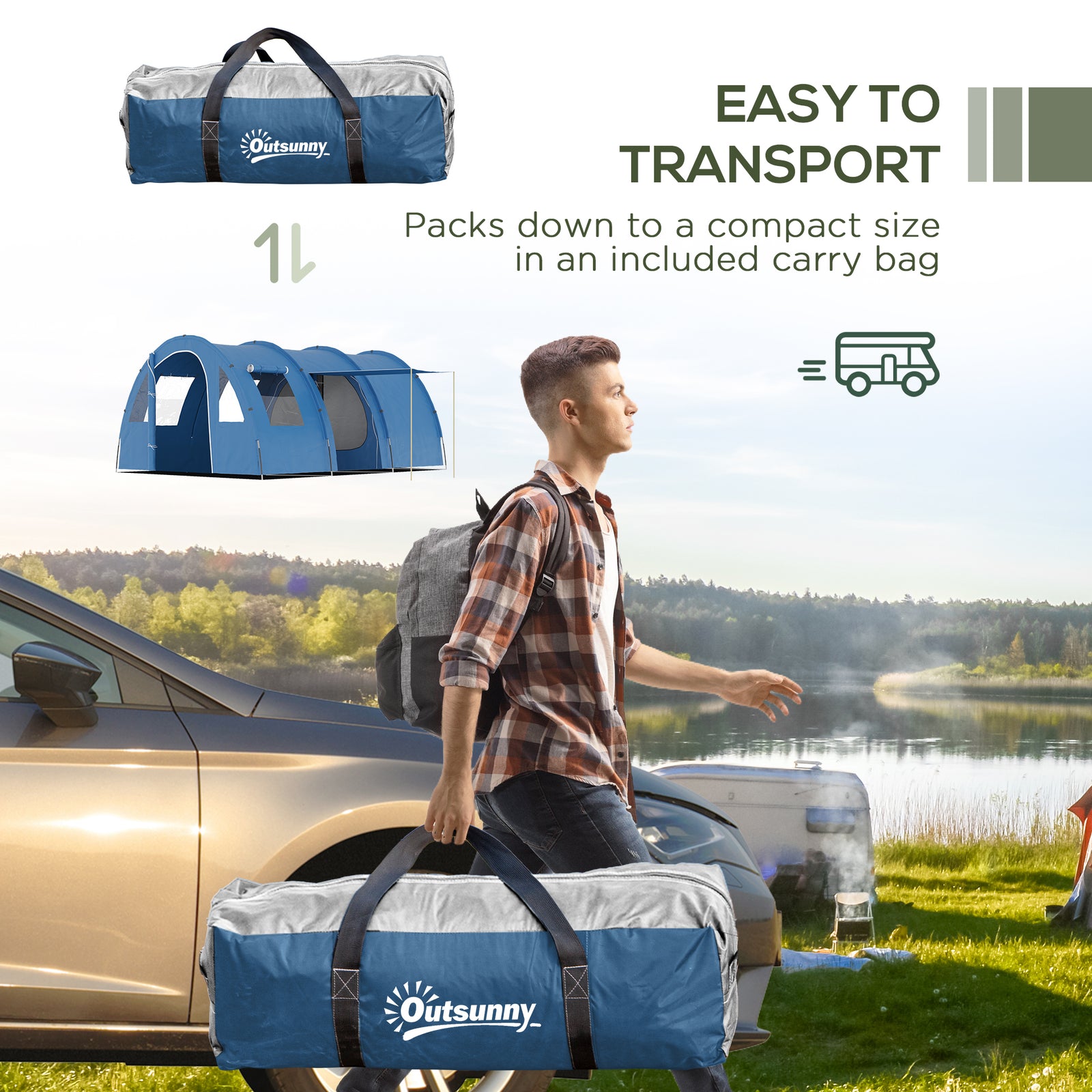 5-6 Man Family Tent Camping Tent With Two Room, Floor & Bag