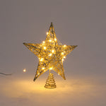 Decorative Star Sequins Christmas Tree Topper With Led Lights | Gold