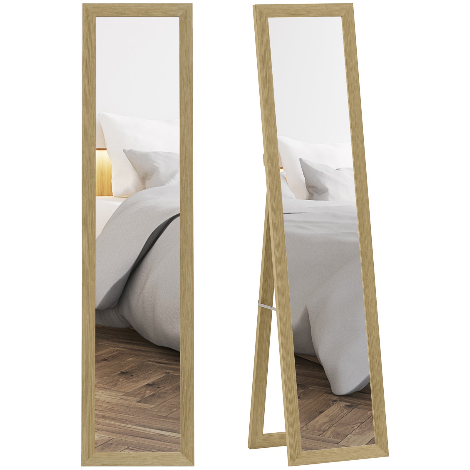37 X 157 Cm Full Length Mirror With Frame For Bedroom | Natural