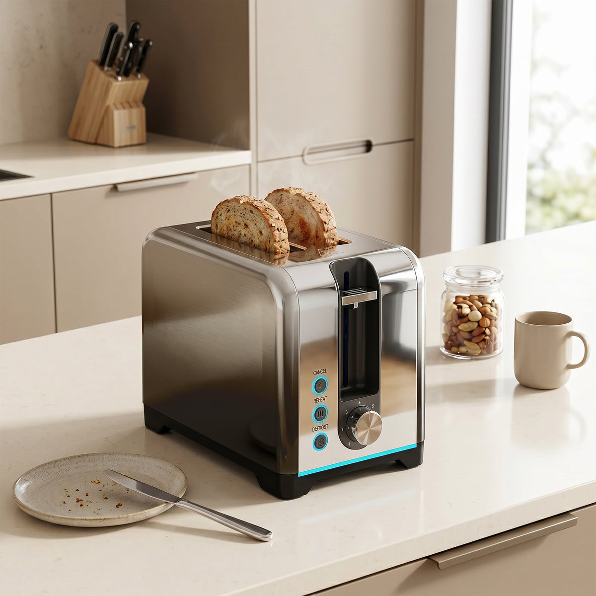 Toaster With 7 Browning Levels, Reheat, Defrost And Cancel | M | Black