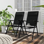 Set Of 2 Patio Folding Chairs With Adjustable Back | Black