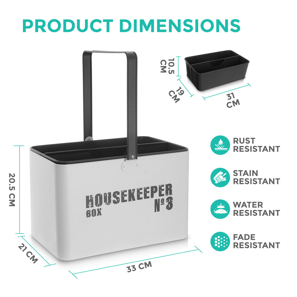 Livivo Metal Housekeeping Cleaning Caddy With Removable Organiser Tray