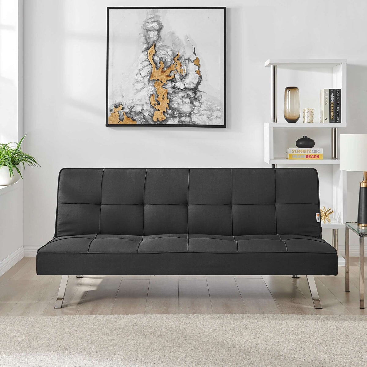 Britney Linen Sofa Bed 3 Seater | Black