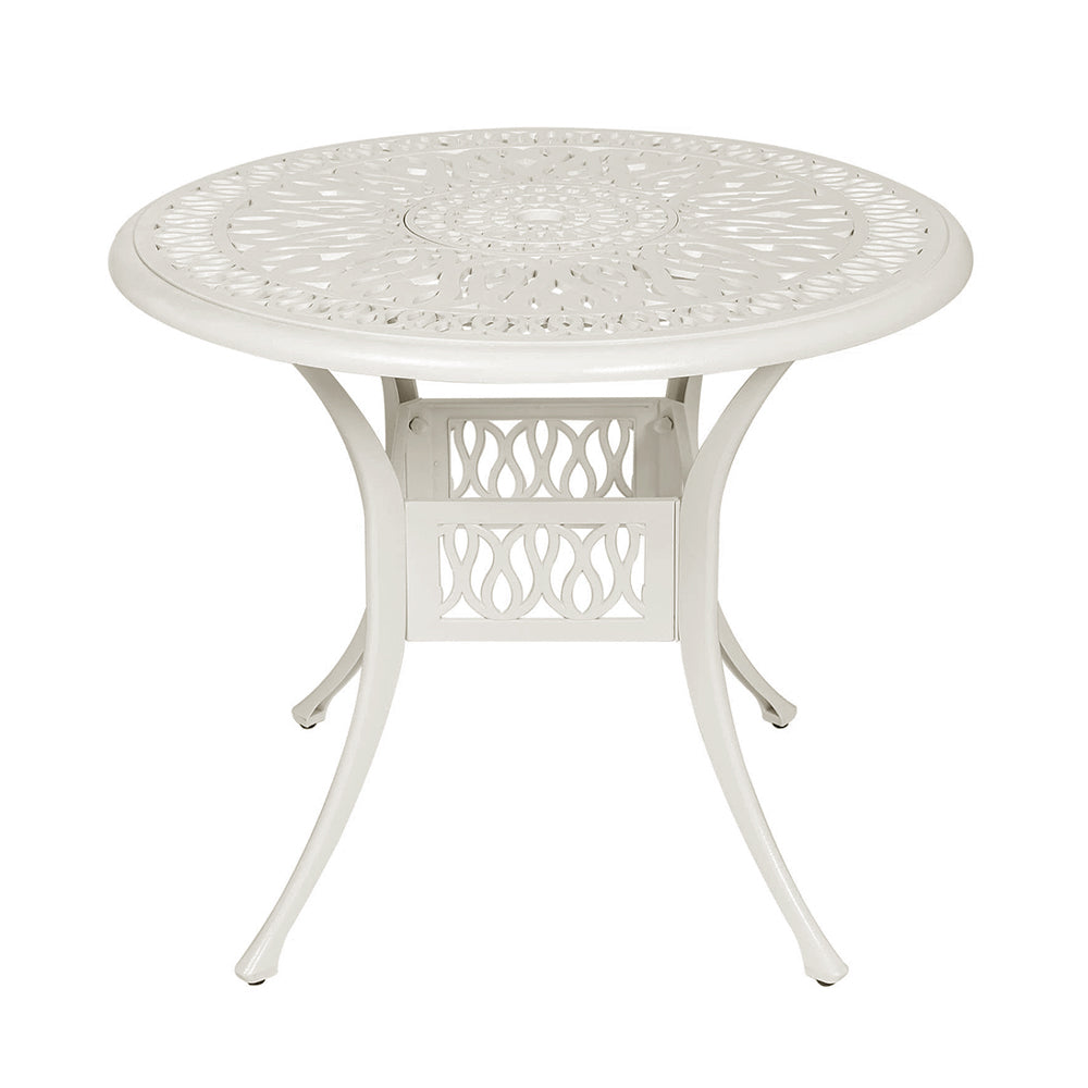 Vintage Round Cast Aluminium Garden Bistro Table,90cm Dia X 73cm H | 90cm | White