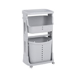 3/4 Tier Storage Rack Laundry Basket With Wheels | Small | Grey