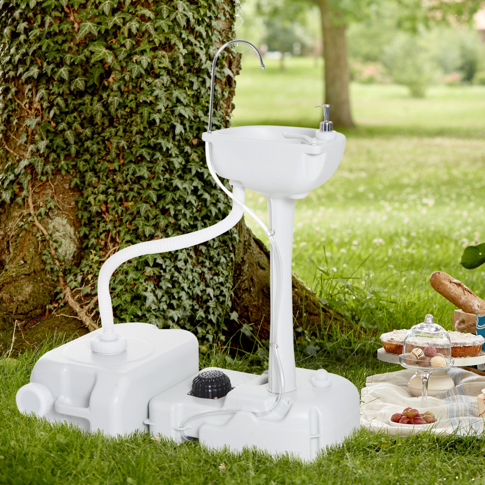 24l Portable Hand Wash Basin With Stand For Camping | Gray