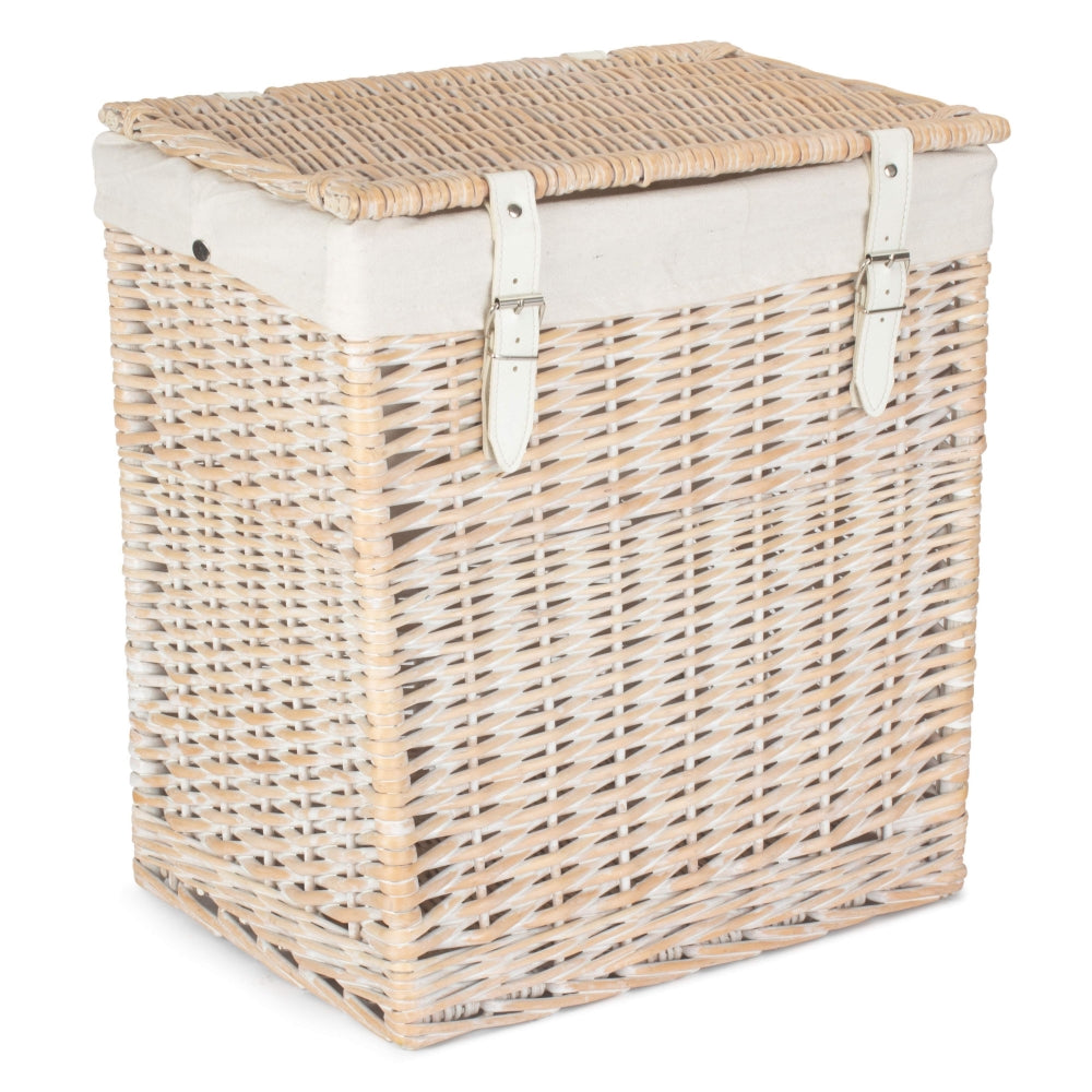 White Cotton Lined Boutique White Wash Laundry Baskets | Small | White