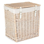 White Cotton Lined Boutique White Wash Laundry Baskets | Small | White