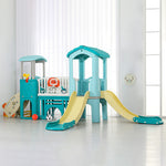 Large Toddler Playground Slide And Climber Playset With Double Slides, Basketball Hoop, Soccer Net & Playhouse Indoor Outdoor Kids Activity Center
