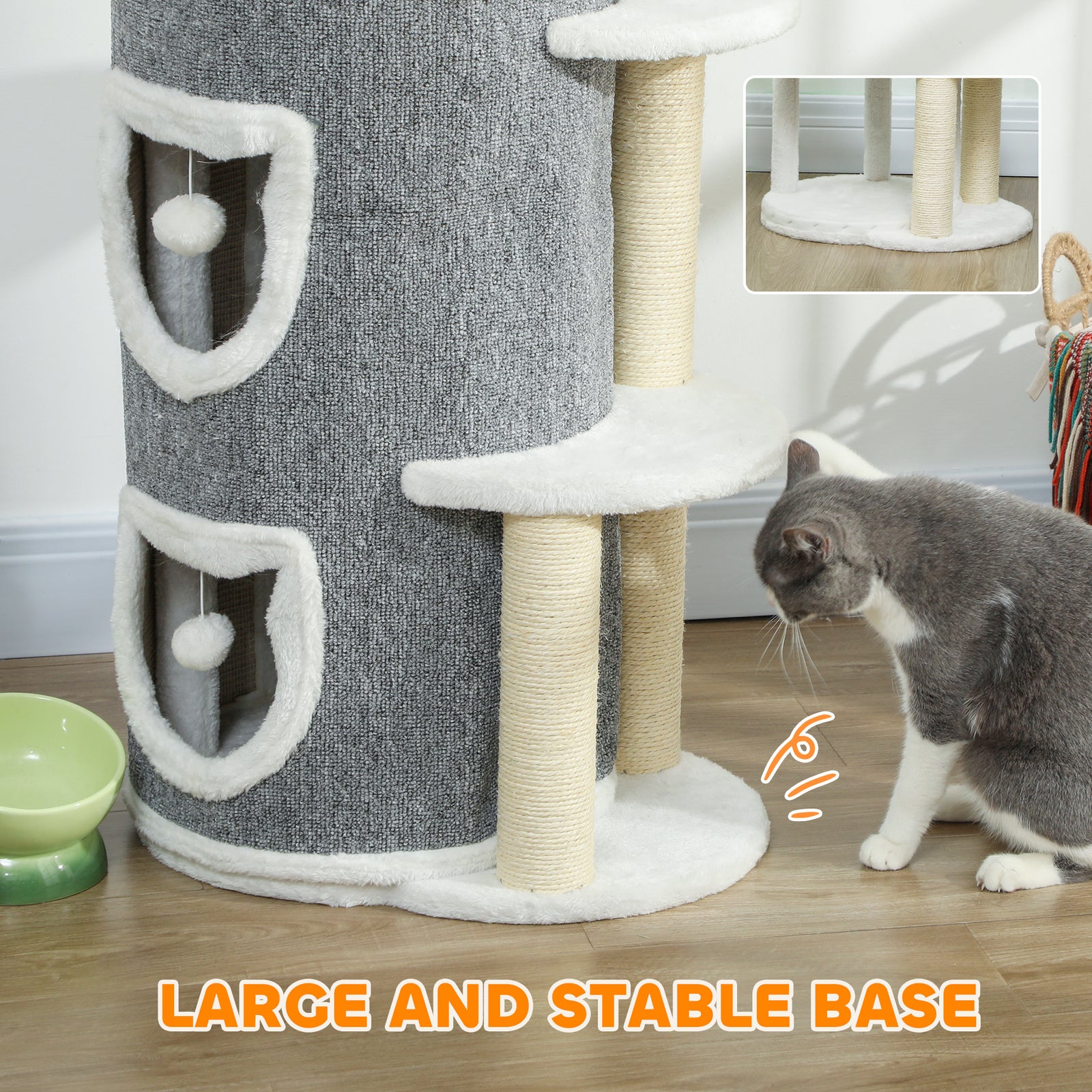 PawHut 101 Cm Cat Tree Cat Condo For Indoor Cats With Sisal Scratching Post